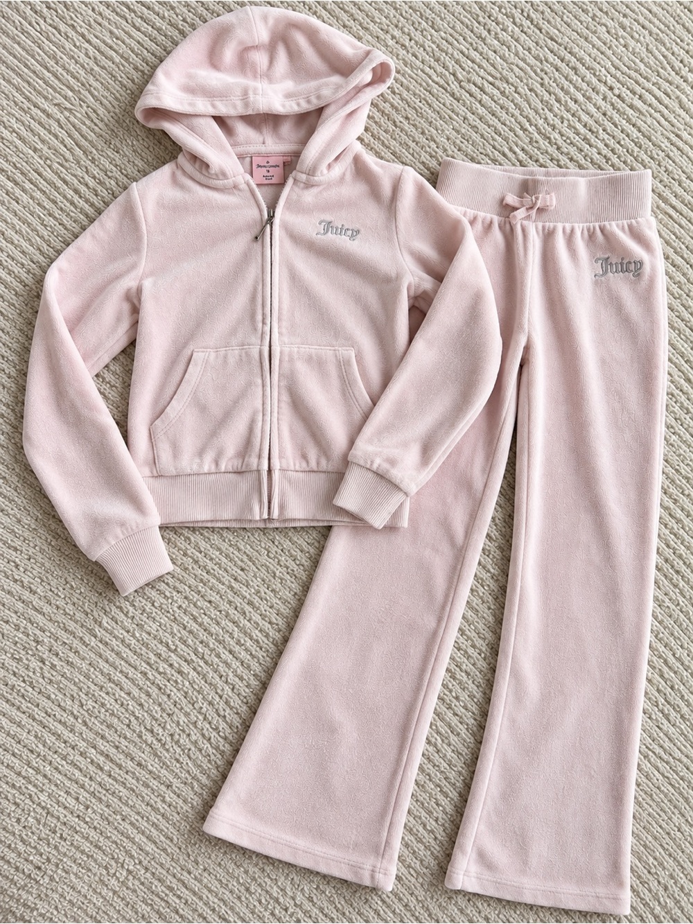 Juicy Couture Light Pink Velour Zip Hoodie & Pants Set